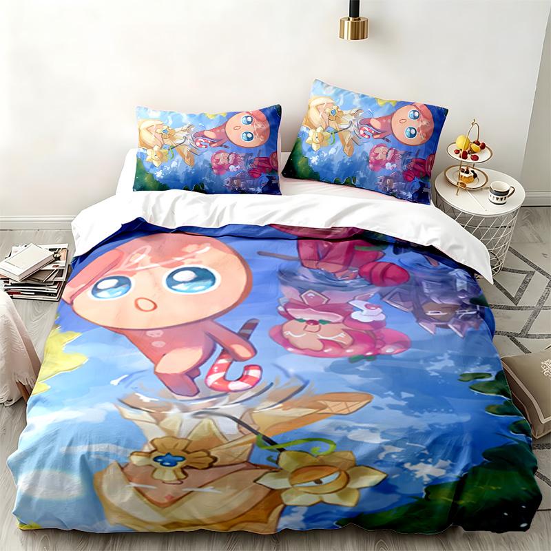 Cookie Run Kingdom 3pc set Perfect for bedroom use Comfortable bedding set includes a duvet cover and two pillowcases Ideal birthday or Christmas gift