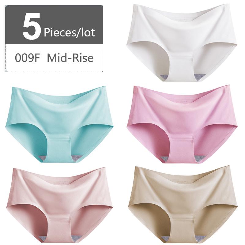 Большой размер M-XXXXL, женские бесшовные трусики из ледяного шелка, эластичные трусы со средней талией, нижнее белье, 5 шт.