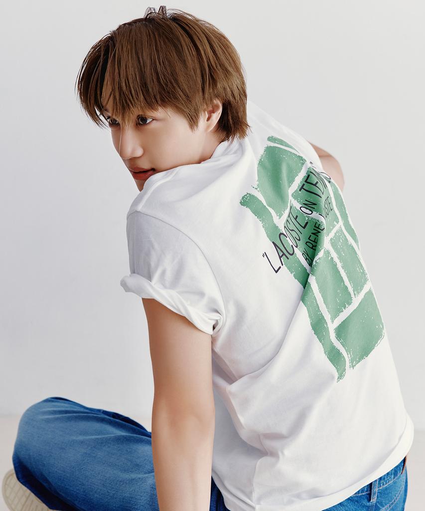 Мужская футболка LACOSTE с графическим принтом "Теннисный корт на спине", короткий рукав, Th2197-56G 70V