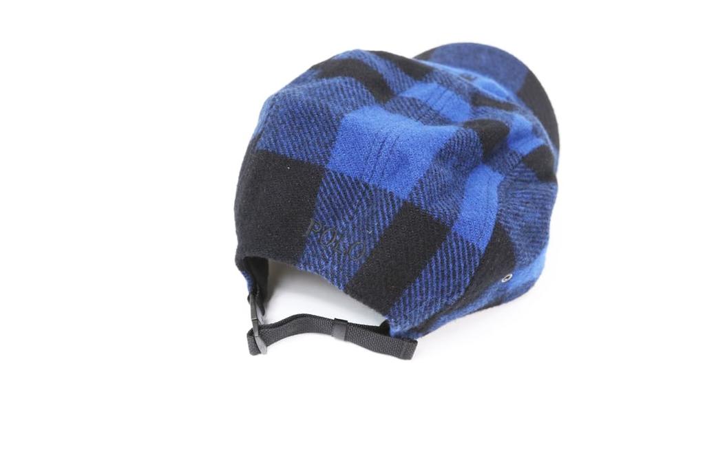 (Поло Ральф Лорен) Мужская и женская шерстяная кепка-пятипанелька в клетку с фирменной вышивкой пони 01080056-СИНИЙ [Б/У]