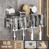 Removable Stainless Steel Suction Cup No Punching Wall Mounted Toothbrush Cup Holder Toilet Bathroom