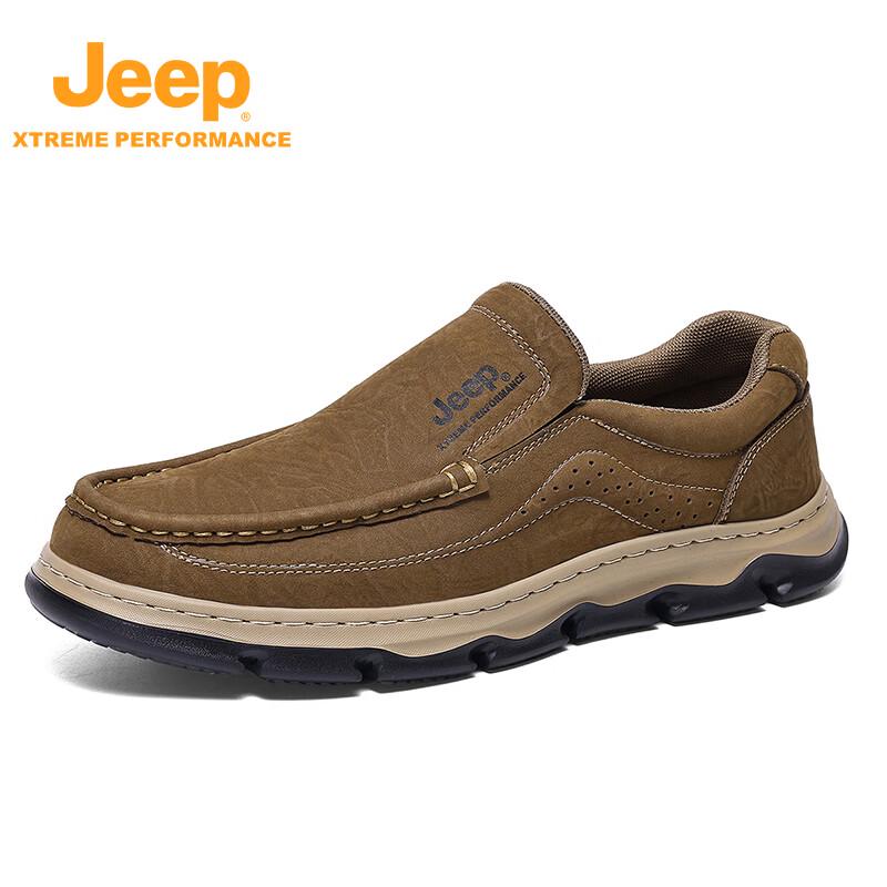 Jeep Мужские кожаные слипоны для хайкинга и повседневной носки