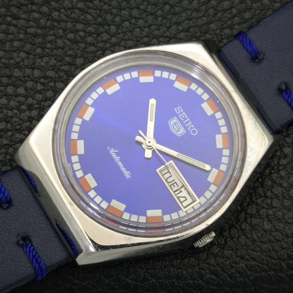 АВТОМАТИЧЕСКИЕ ВИНТАЖНЫЕ МУЖСКИЕ ЧАСЫ SEIKO 5 ЯПОНИЯ СИНЕГО ЦВЕТА ЦИФЕРБЛАТА a701478-5