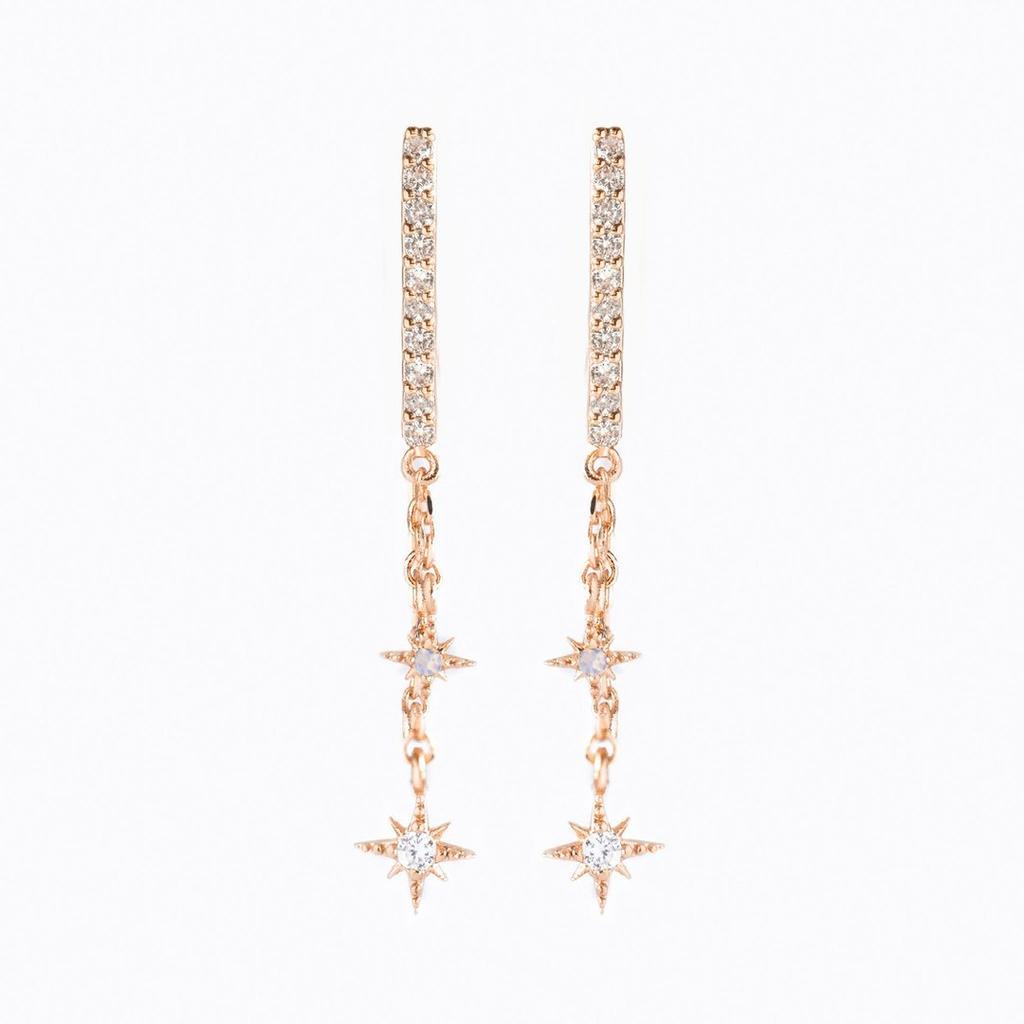 Новый дизайн, нержавеющая сталь, кубический цирконий, цепочка, кольцо, серьги для женщин, кулон, звезда, луна, хрящ, серьги для пирсинга