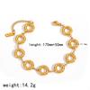 Fashion Stainless Steel Small Circular Ring Bracelet Necklace Set 18K Gold Plated Jewelry Girl Wrist Accessories Gifts