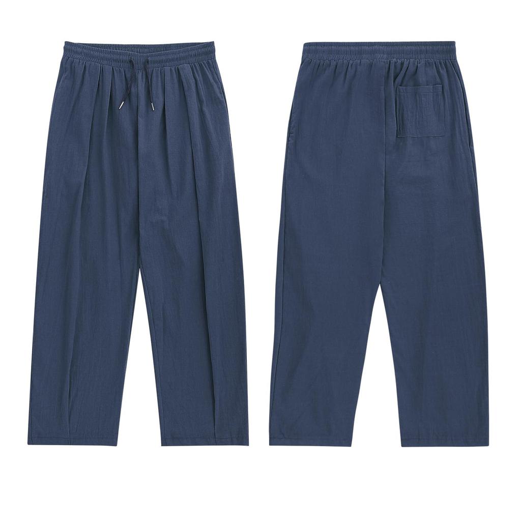 Мужские брюки из хлопка и конопли Four Seasons, тонкие, дышащие, с карманами, свободные, повседневные, широкие брюки, штаны для йоги