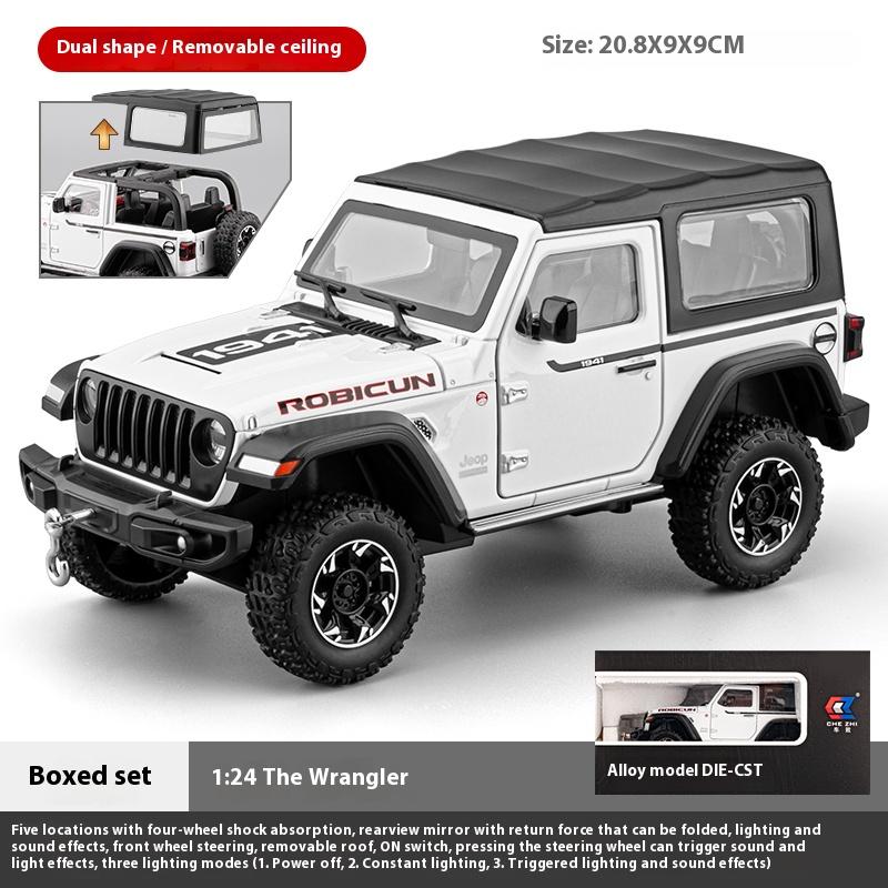1/24 Сплав Литой Под Давлением Модель Внедорожника Wrangler Симуляция Звука и Света Амортизация Шин Детская Игрушка Украшения