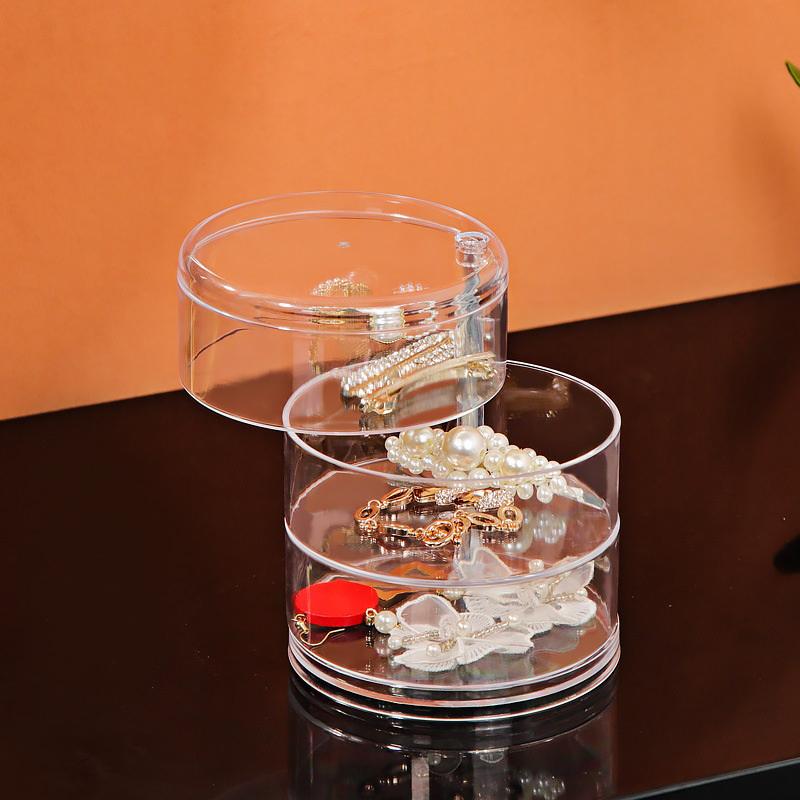 Transparent Storage Box Dust Proof And Waterproof Large Capacity Rotatable Jewelry Hairpin Jewelry Cosmetics Storage Box