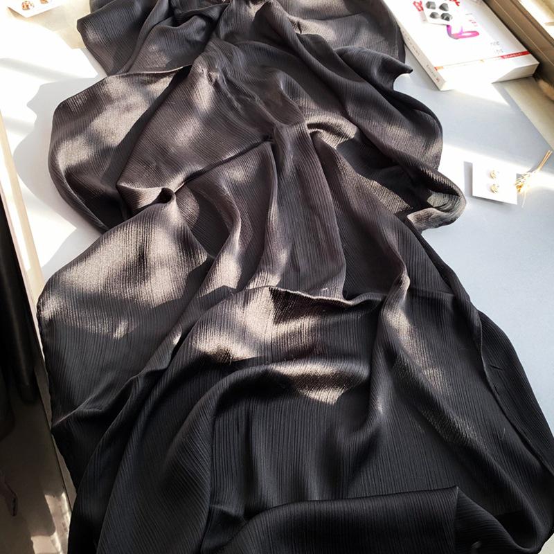 2023 Natural Wrinkled Solid Color Long Crepe Silk Scarf WJA14