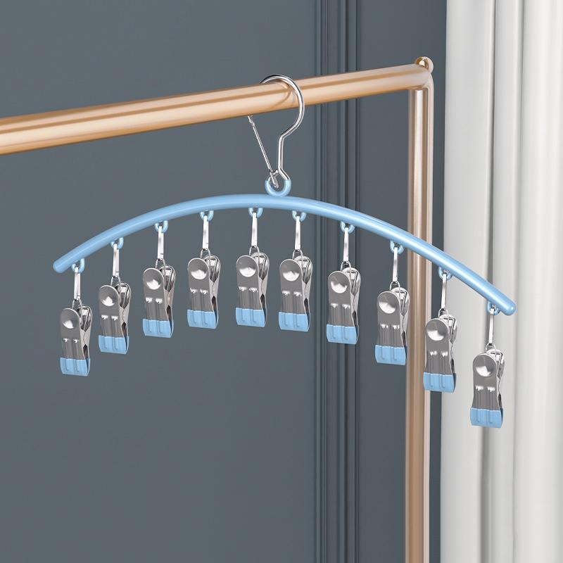 Drying Hanger for Laundry Stainless Steel Metal Multifunctional Waterproof Clothes Hanger with Clips Underwear Socks Hat Hanger