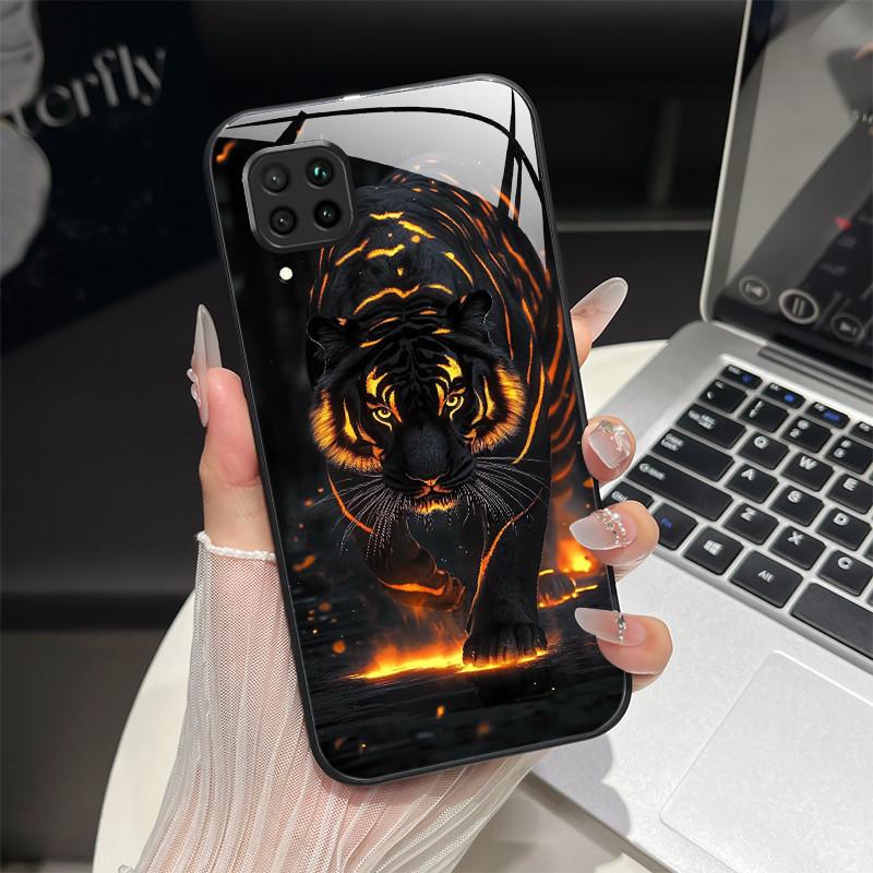 For Huawei P40 Lite Phone Case JNY-LX2 JNY-LX1 Trendy Fantasy Design Tempered Glass Bumper For Huawei Nova 7i 6 SE Back Coversse
