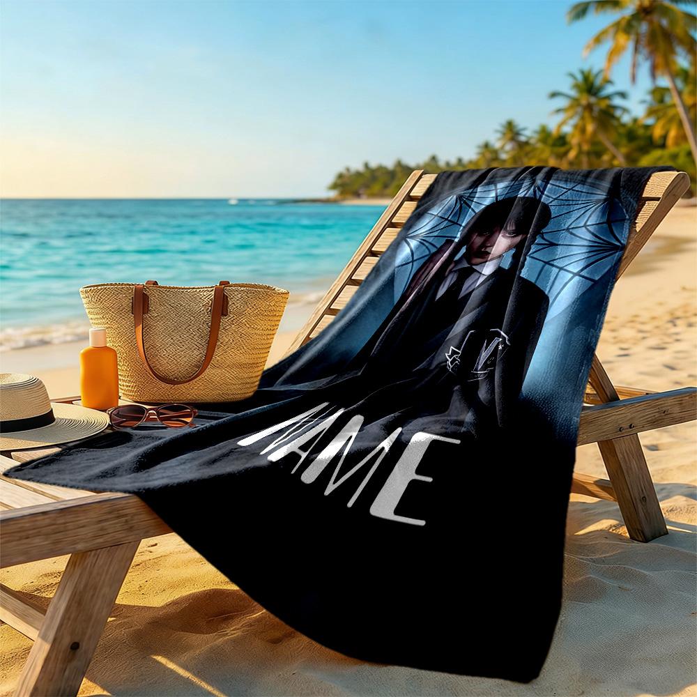 Dark Gothic Mystery Customizable Name Beach Towel Super Soft Microfiber Quickdry Fabric Perfect for Traveling Yoga Camping and Swimming
