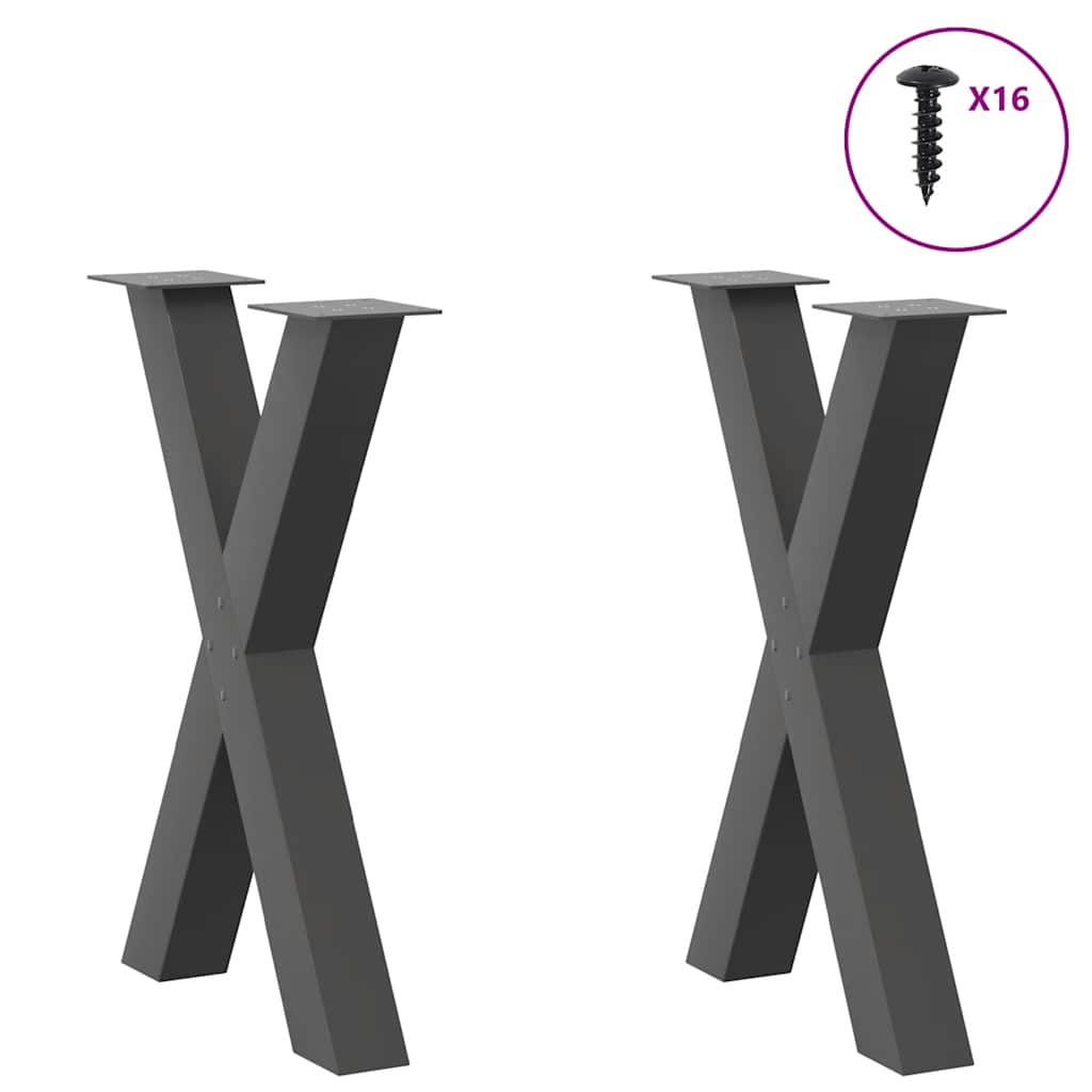 Vidaxl Nogi Do Stołu Jadalnego, 2 Szt., Antracyt, 50X(72-73) Cm, Stal