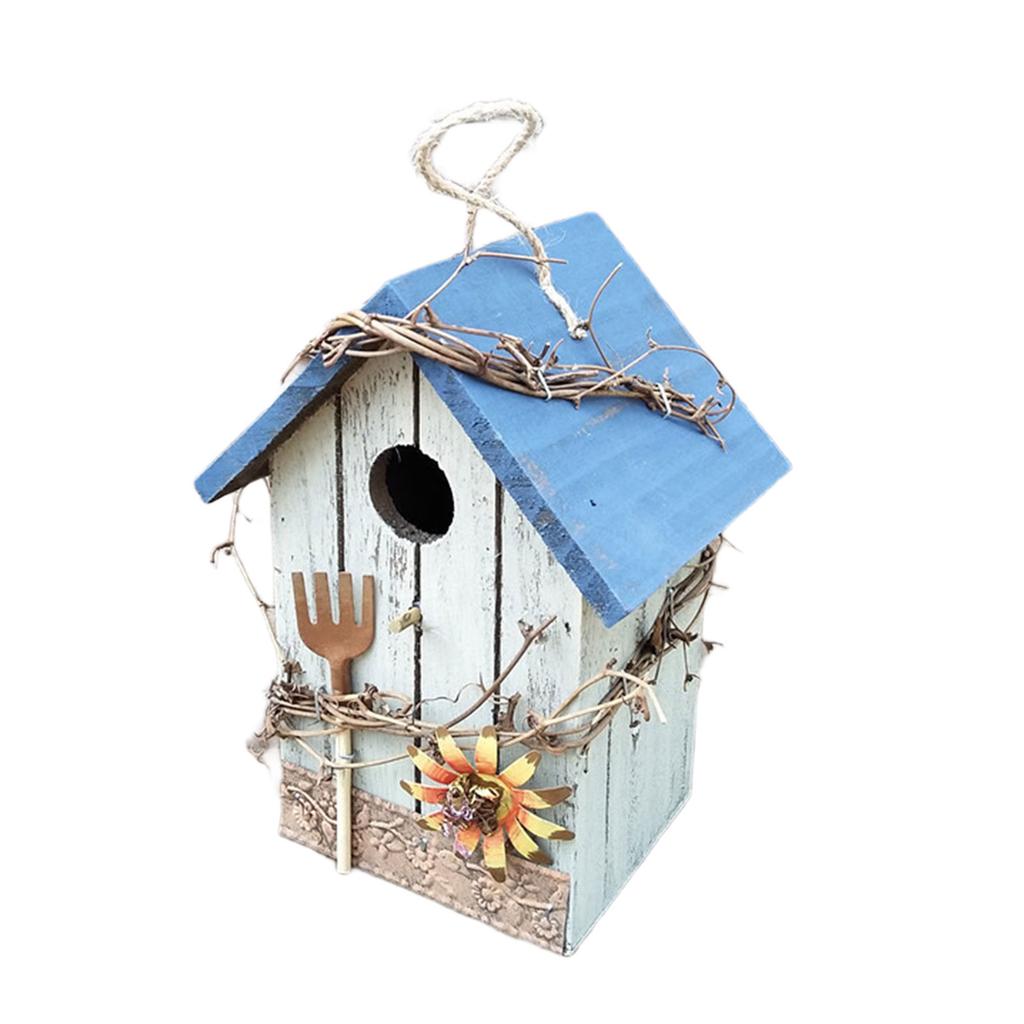 Hanging Wood Bird House for Bird Breeding Handmade Outdoor Bird Nest House for Small Feathered Bird Shelter Nest House