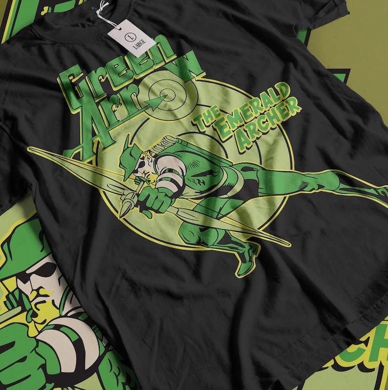 Comics Green Arrow The Emerald Acrher Black TShirt