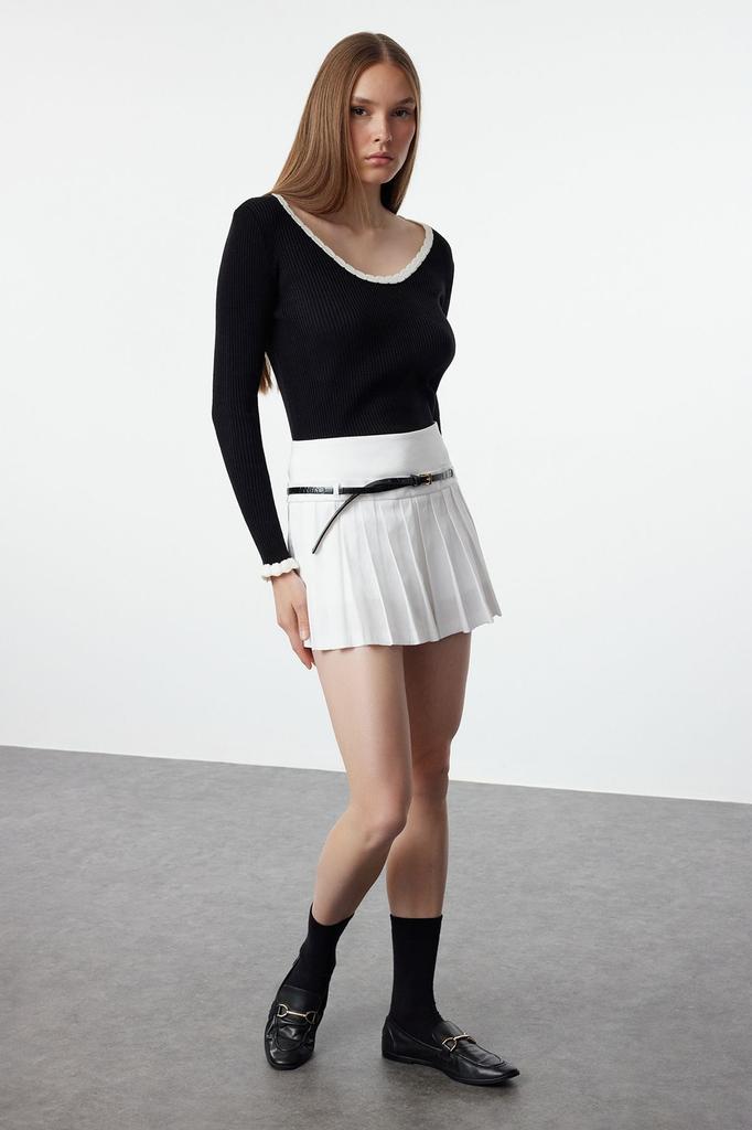 Women's Elegance Style Sweater Black Thin Color Block Knitwear Sweater