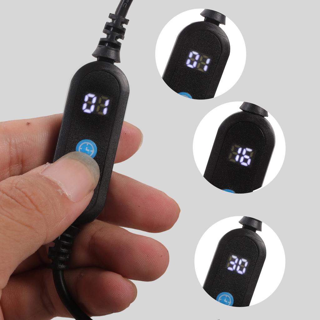 Time Presetable USB Timer Cord 1-30 Minutes Settable with Time Adjustment Button For Office Home Electronics Black