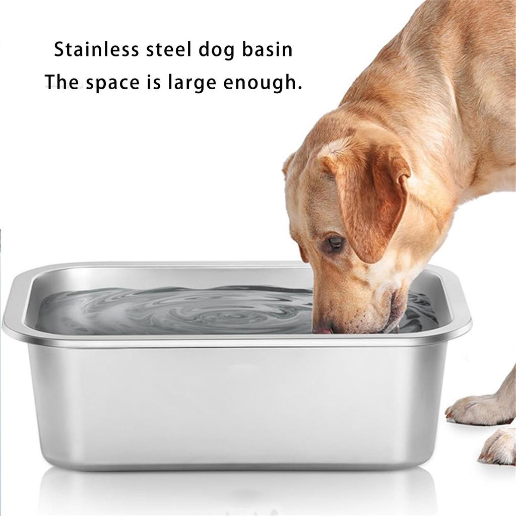 Миска для питомца из нержавеющей стали, устойчивая к ржавчине, с широким противоскользящим основанием, большой вместимости, легко моющаяся, прямоугольная, большой вместимости