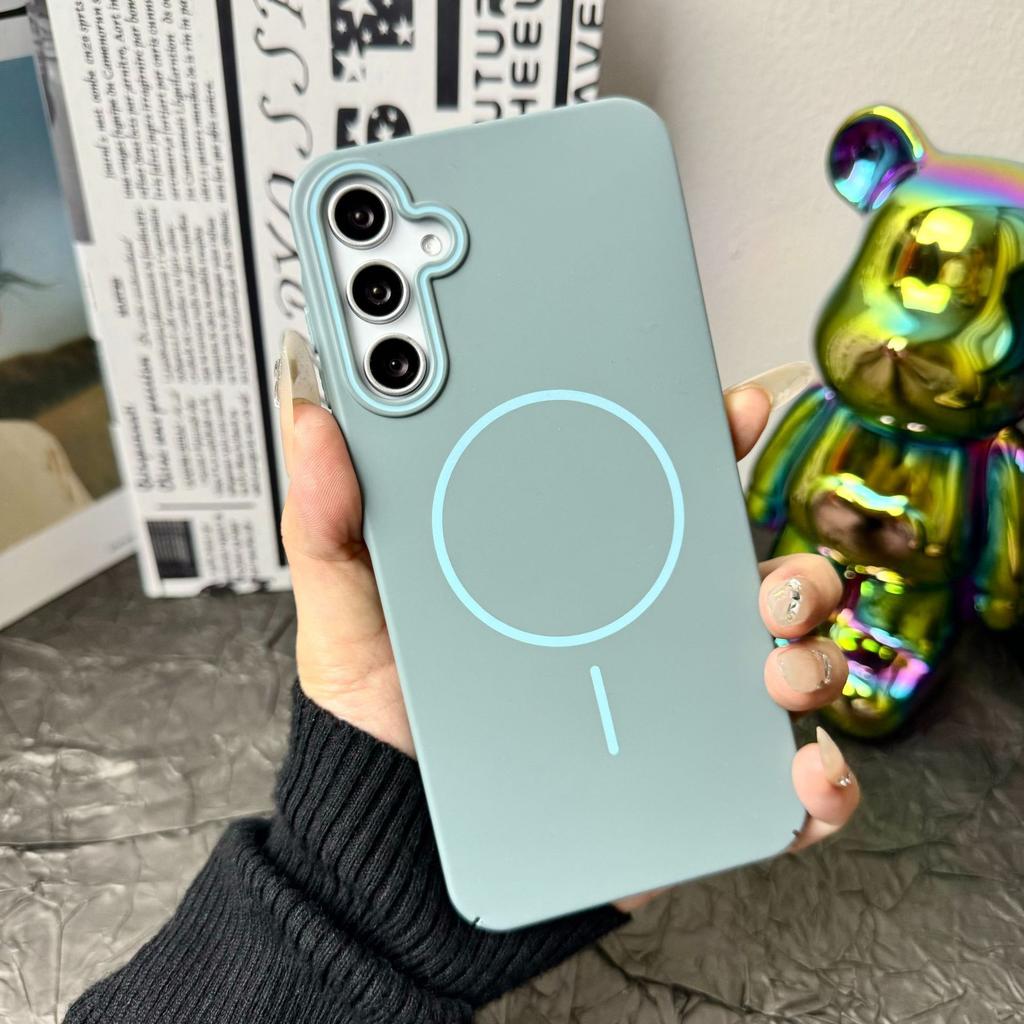 Soft and Thin Circles Are Suitable for Samsung S25 Ultra Skin Sensitive Magnetic Phone Case A56 Simple PC Color Matching A55 Protective Case