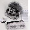 Real Rex Rabbit Fur Hat Women Winter Thickened Ear Protection Caps Knitted Scarf Hat Set Natural Fur Hat With Fox Fur Balls