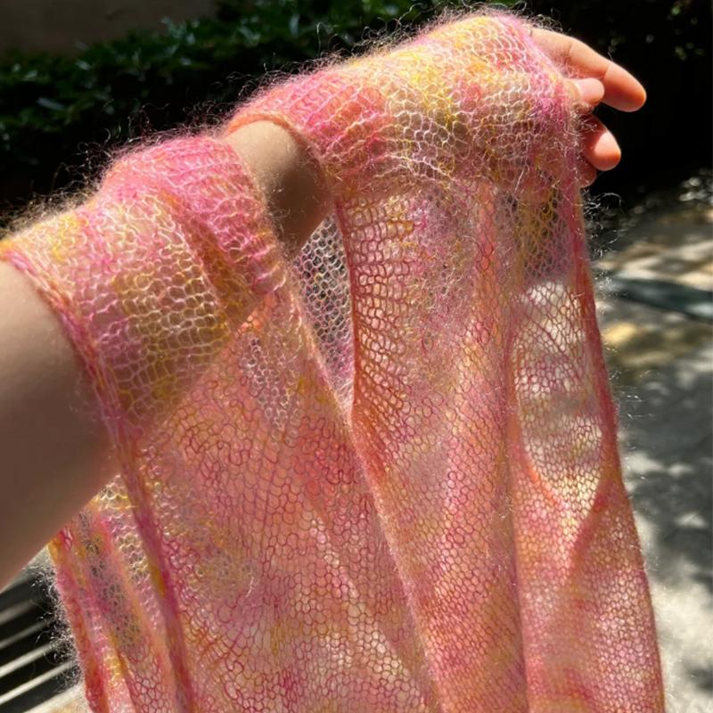 25g/ball Multi Colored Mahe Yarn Knitted Sweater Scarf Hat Doll Gradient Hand Dyed Mohar Yarn Handmade DIY Knitted Scarf and Hat