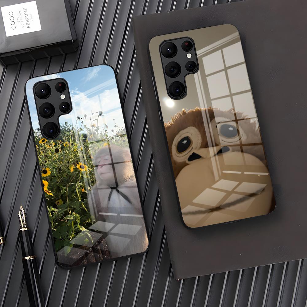 Забавный чехол для телефона с обезьяной для Samsung S26 S25 Plus S20 S20 Plus S22 Ultra S23 FE S21 Plus S21 Ultra Стеклянная крышка