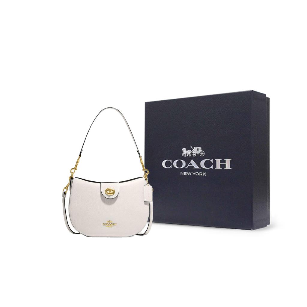 New COACH Ella Cow Leather Handbag, Shoulder Bag Medium Size Women's White CH196-IMCHK