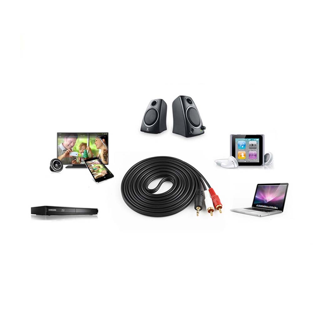 Extension cable 2 RCA Stereo Jack Connector Audio AUX Line 3.5mm to 2 RCA Male Adapter Cable