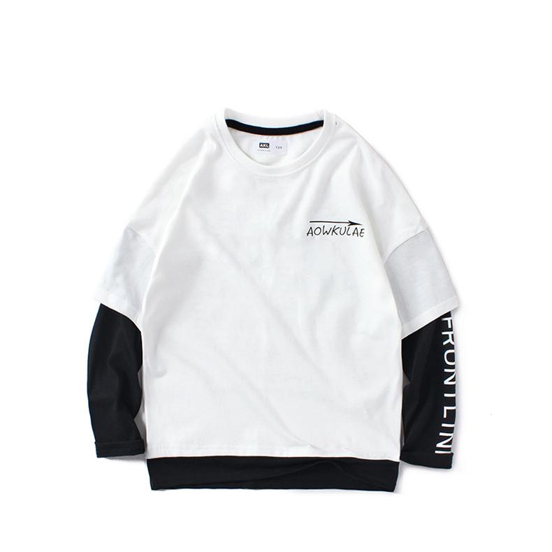 Весенне-осенняя детская одежда, детская футболка, свитер с длинными рукавами для мальчиков, хлопковая нижняя рубашка с круглым вырезом и длинными рукавами