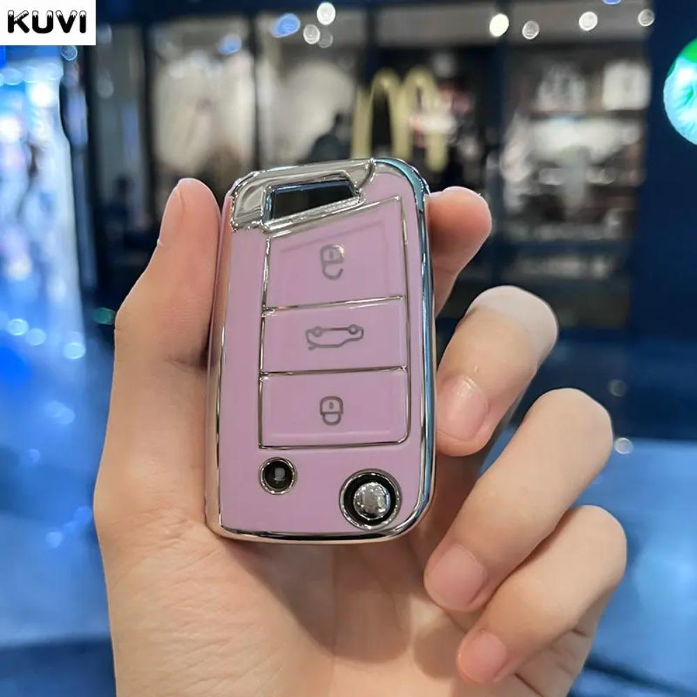Кожаный чехол для автомобильного ключа из ТПУ, защитная сумка для VW Volkswagen Golf 7 MK7 Tiguan MK2 SEAT Ateca Leon FR 2 Ibiza для Skoda Octavia A7
