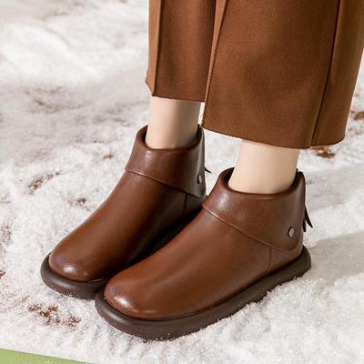 Женские модные и удобные ботинки мартин на плоской подошве с круглым носком и задней молнией - Коллекция Осень/Зима 2025