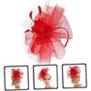 Шляпка-fascinator для женщин Свадебная Сетчатая Коктейльная Заколка для Волос и Ободок Красная Шляпа для Чаепития Аксессуары для Особых Случаев