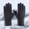 1 пара зимних теплых перчаток с плюшевой подкладкой, эластичные ветрозащитные мужские перчатки с полным пальцем для холодной погоды и сенсорным экраном