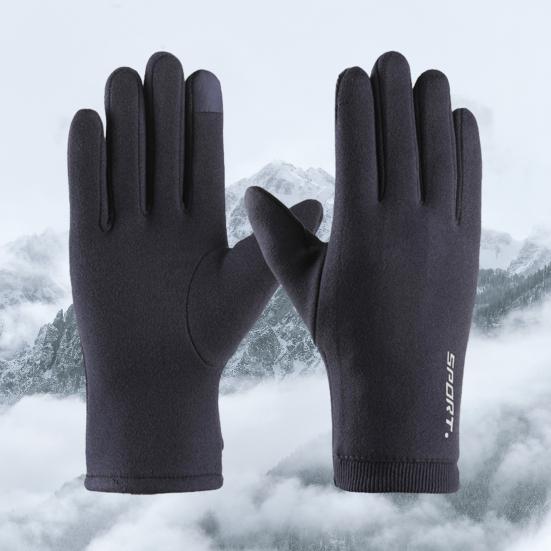 1 пара зимних теплых перчаток с плюшевой подкладкой, эластичные ветрозащитные мужские перчатки с полным пальцем для холодной погоды и сенсорным экраном