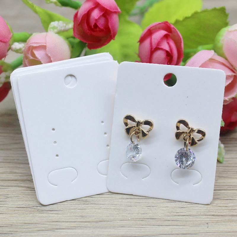 50 шт. Бумажная карточка для сережек-гвоздиков 5x4 см коричневого/белого цвета, сделай сам, упаковка для украшений, маленькая пустая карточка для демонстрации ожерелья с подвеской