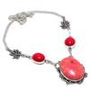 Mosaic Jasper, Coral Gemstone 925 Sterling Silver Jewelry Necklace 18"