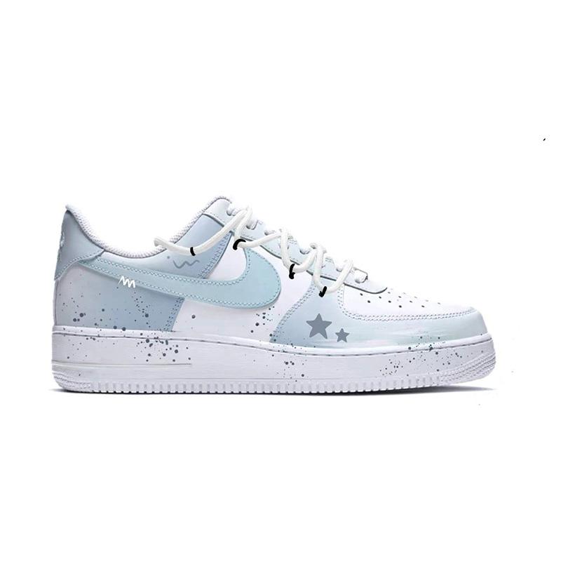 Nike Air Force 1 Star Moon Gift Synthetic Leather Cushioning Abrasion Resistant Slip Resistant Low top Skateboard Shoes CW2288-111(Team1727-)