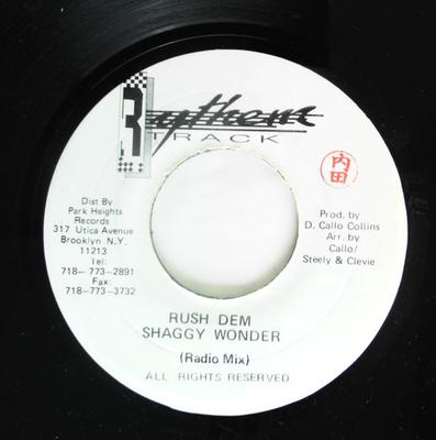 7-дюймовая пластинка SHAGGY WONDER - Rush Dem NONE Rythem Track Re 1992 Ямайка Регги, Ска и Даб Б/У