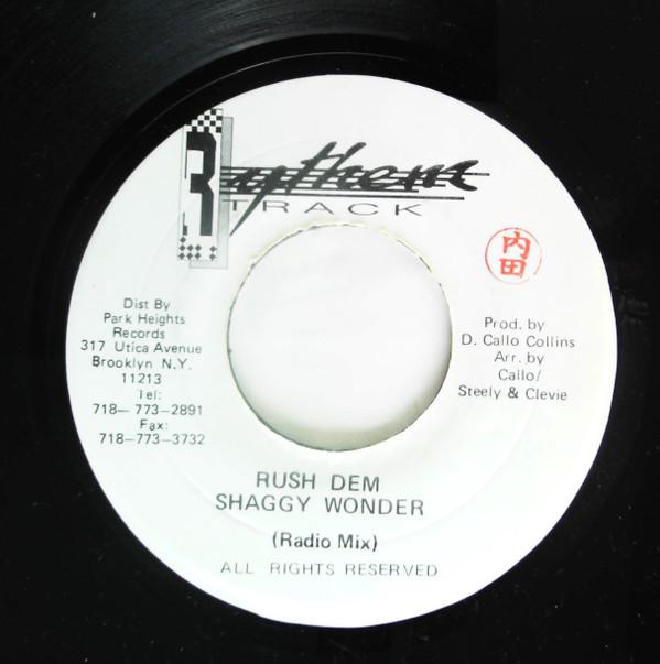 7-дюймовая пластинка SHAGGY WONDER - Rush Dem NONE Rythem Track Re 1992 Ямайка Регги, Ска и Даб Б/У