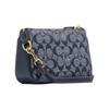 Coach Nolita 19 классическая сумка на молнии для пресбиопии, жаккардовая ткань и спилок воловьей кожи, сумка-тоут, женская модель, джинсовый синий
