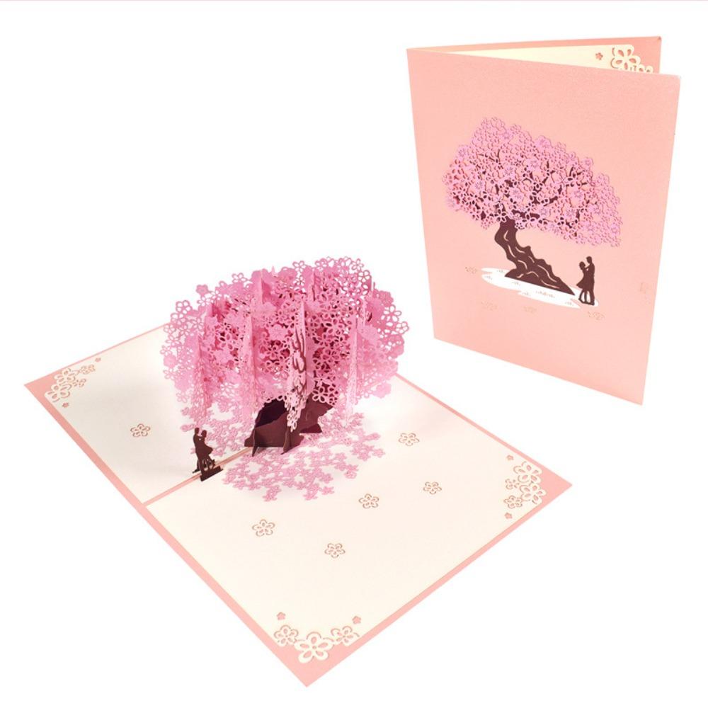 Romantic 3D Heart Tree Greeting Card Elegant Blessing Pop-Up Valentine's Day Cards with Envelope Folding Wedding Blessing Card