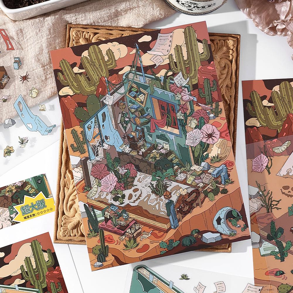 2.8D Landscaping Scrapbooking Stickers Miniature Cabin Scene Stacking Pasting Hand Account Stationery Gift for Kid Child