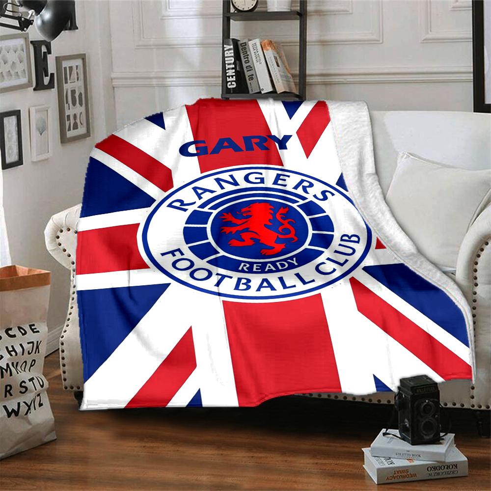Custom Name Rangers Fc Crest Union Jack Party Blanket For Couch Bed Plush Cozy Fuzzy Blanket Super Soft Warm Blankets For Fall And Winter 0916223