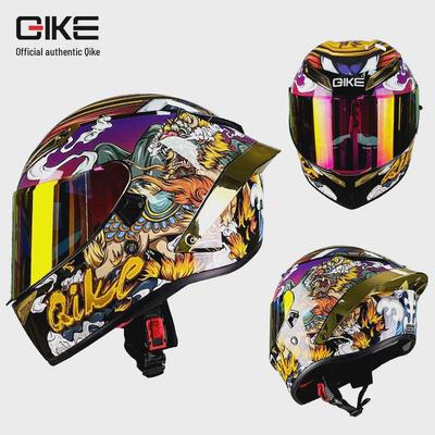 Мужской мотоциклетный шлем Qike на все сезоны с Bluetooth, двойным визором, откидной конструкцией и большим хвостовым спойлером