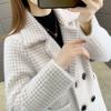 Autumn and Winter New Mink Fleece Plaid Coat Women's Mid Length Versatile Slim Sweater Thickened Imitation Mink Fleece Coat