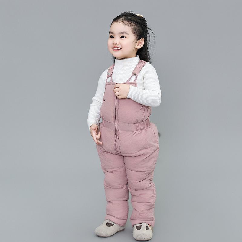 Теплые зимние комбинезоны для мальчиков, пуховые штаны, детские толстые штаны для девочек и мальчиков, теплые брюки, детские леггинсы, комбинезон для малышей, черный, розовый, зеленый