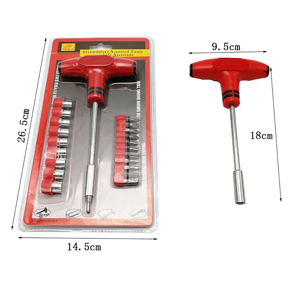 21Pcs/set Multi-Function T-handle Wrench Hex Socket Phillips Torx Slotted Screwdriver Bit Set