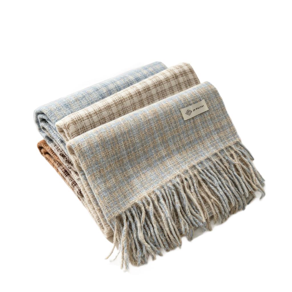 Korean Xiaoxiangfeng plaid scarf women's autumn and winter thickened warm fringed shawl versatile high-end student scarf