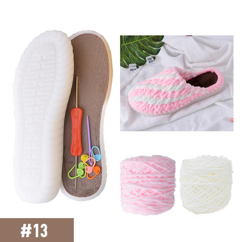 Зимние домашние тапочки своими руками крючки подошвы крючки мягкая нижняя подошва + вязание шерстяные полосатые тапочки своими руками ручная работа материал для обуви