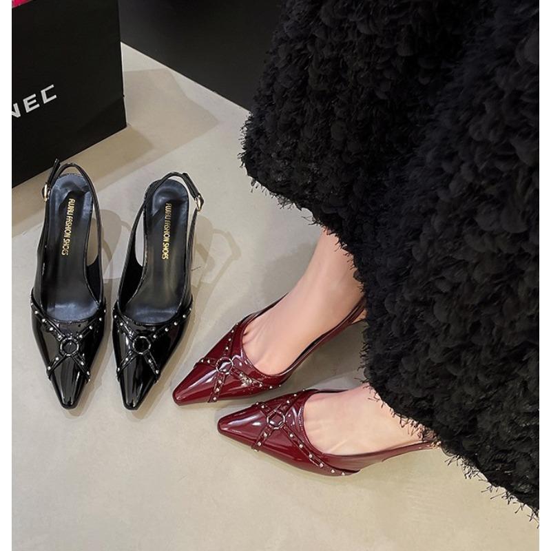 Fashion Fashion Female Sandals Red Fashion Heels Women Pumps Footwear Slingbacks Shoes For Pointed Toe Buckle Strap Ladies Heels Shoe